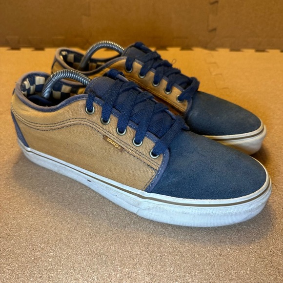 Vans Other - Vans Chima Ferguson Pro Mens 10 Blue Tan Skate Shoes Canvas Suede Checkerboard
